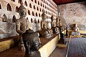 Vientiane, Laos - Wat Si Saket, The gallery around the sim houses thousands of Buddha statues in various mudras, dating  from the 16th century.